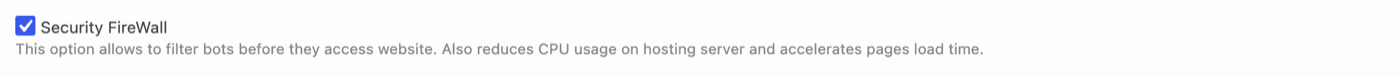 The Security FireWall checkbox enabled in the plugin settings.